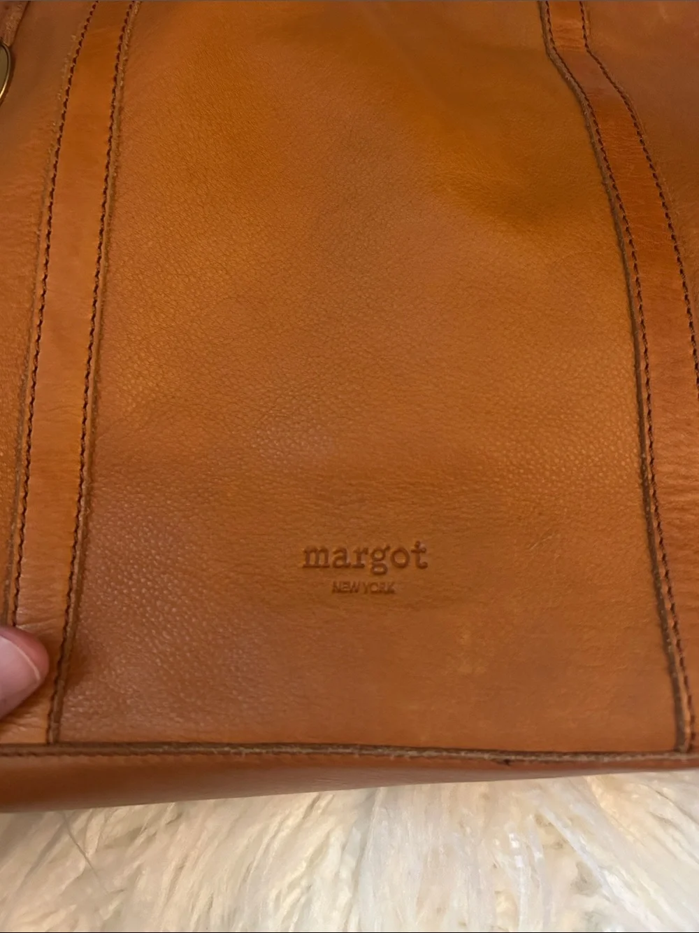 Margot New York leather Tote Bag in Cognac Brown